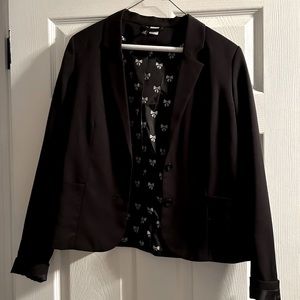 H&m Black Blazer Jacket with Bow Design Lining